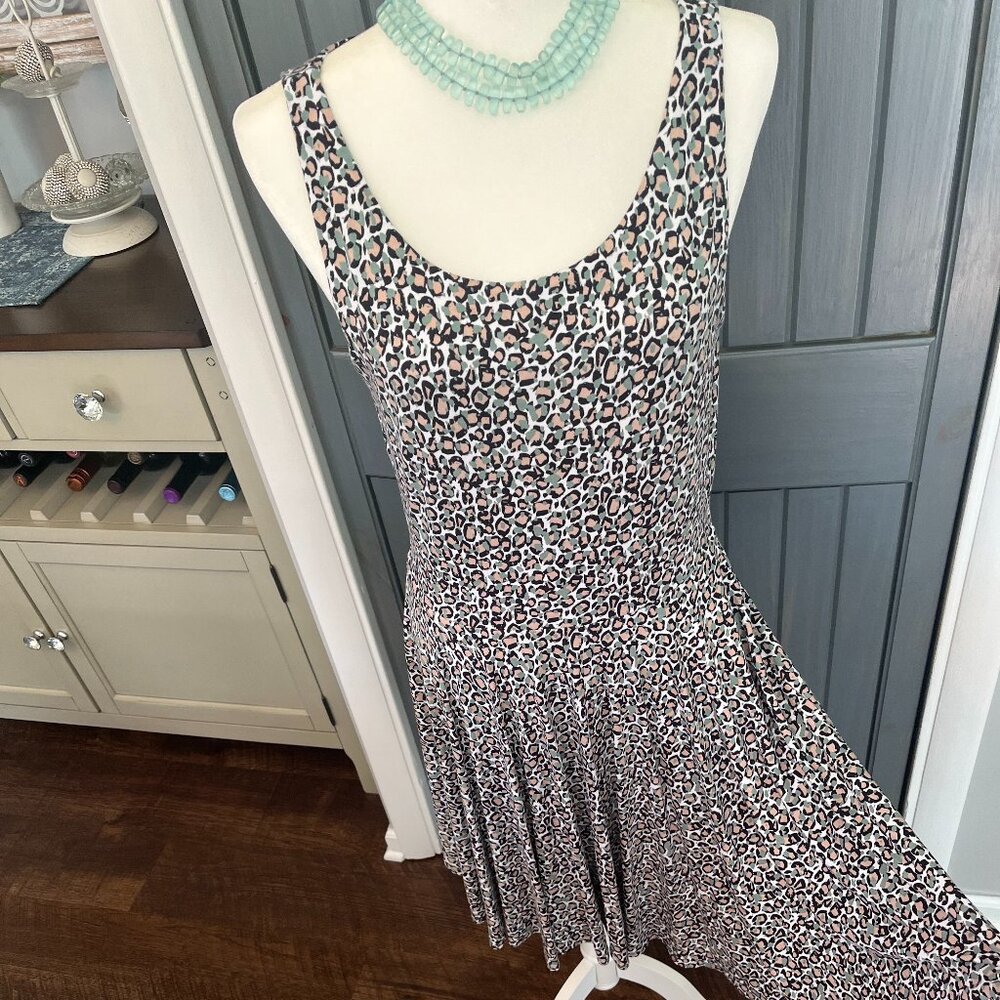 NICOLE MILLER  NEW YORK Sleeveless Leopard Print Midi Dress Size Large